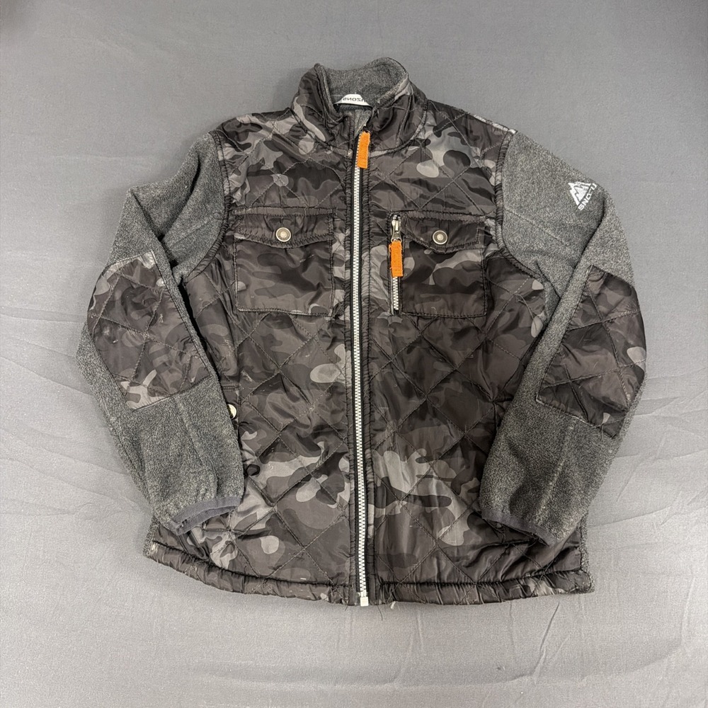 gray camouflage and fleece mixed-media jacket by Snozu Medium